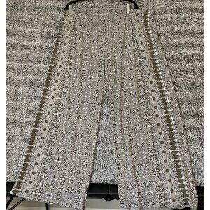 Attitudes Renee 2XP Brown White‎ Floral Geometric Wide Leg Pants Tropical Resort